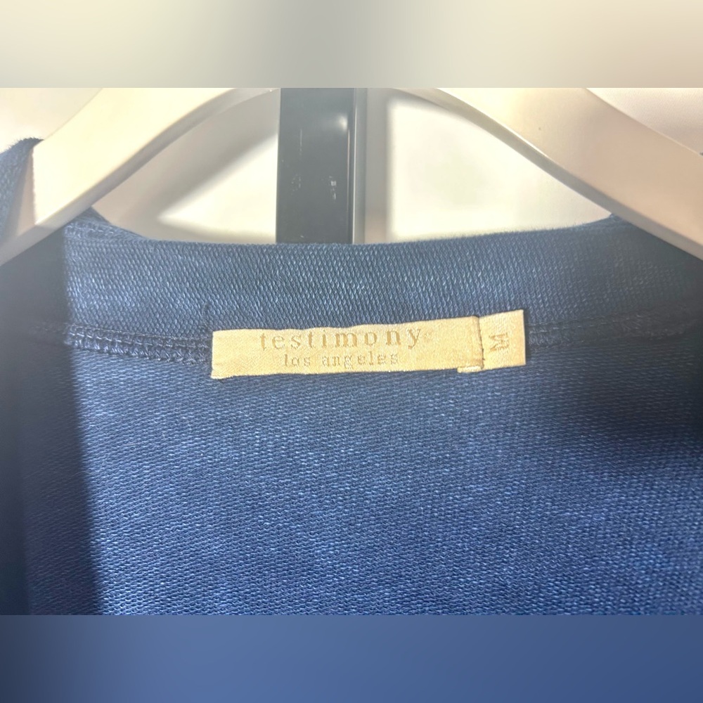 Testimony LA Blue Distressed Style Open Front Stretch Cardigan Jacket Size M - Picture 7 of 13